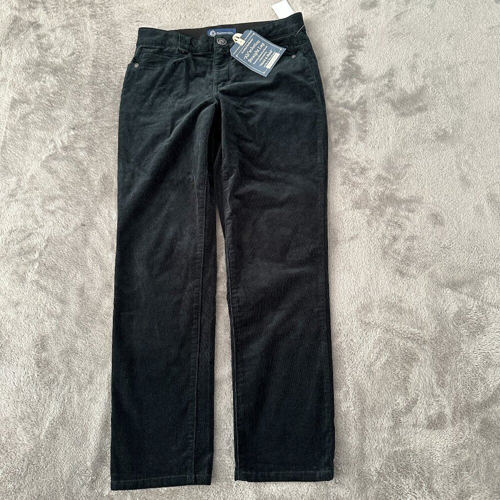 NWT Democracy Ab Solution Straight Leg Corduroy Pants Women's 4 Petite Green 4P